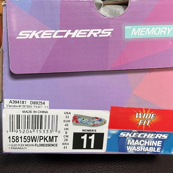 SKECHERS CLEO FLEX WEDGE. FLORESSENCE/PINK MULTI. SIZE 11 WIDE. - Picture 8 of 8